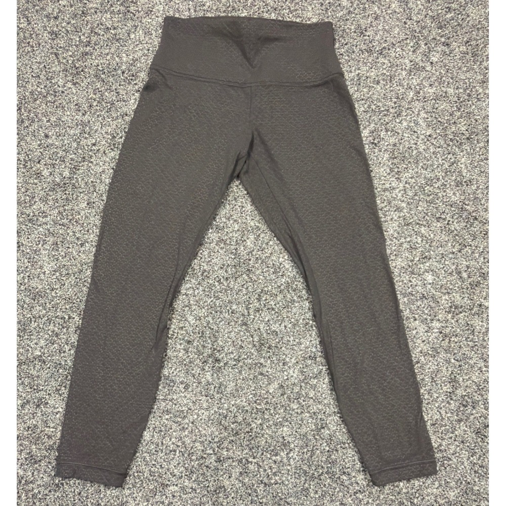 Lululemon Leggings 8 Gray Black Wunder Under Dot High Rise Yoga Gym Activewear